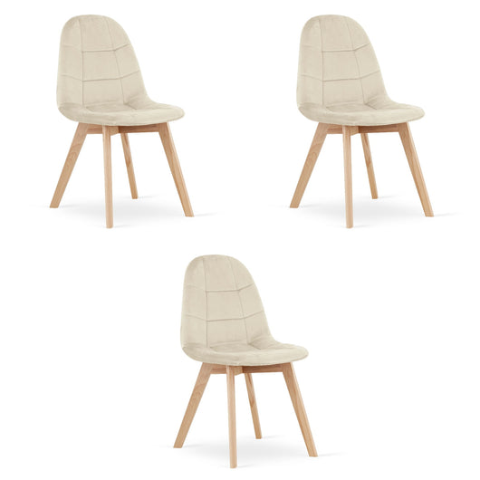 Sedia Valora NUUC in velluto beige, design ergonomico x3