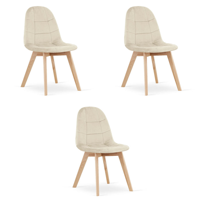 Sedia Valora NUUC in velluto beige, design ergonomico x3