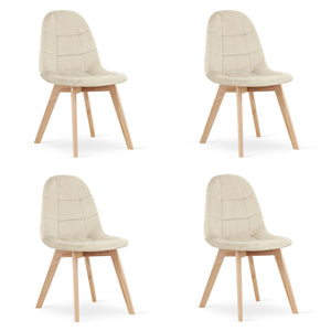 Sedia Valora NUUC in velluto beige, design ergonomico x4