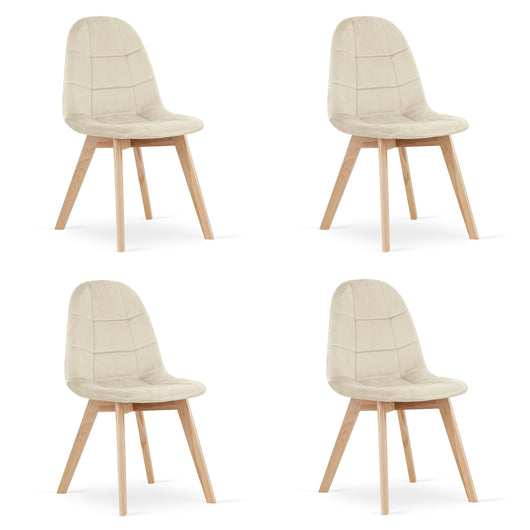 Sedia Valora NUUC in velluto beige, design ergonomico x4