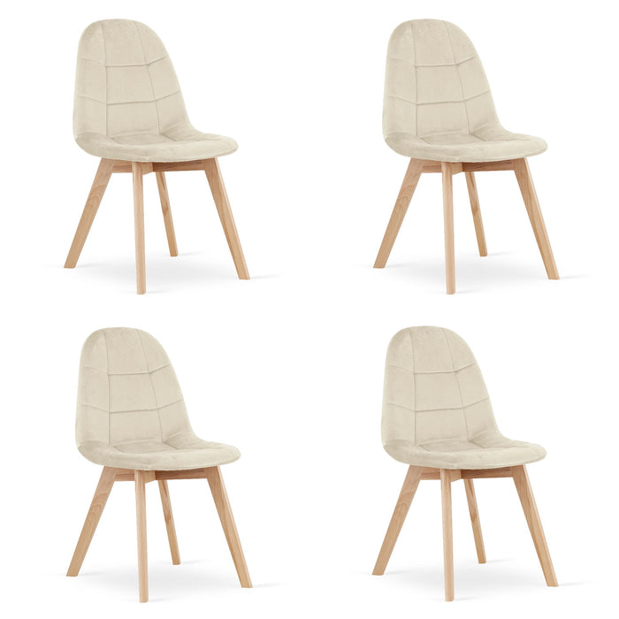 Sedia Valora NUUC in velluto beige, design ergonomico x4