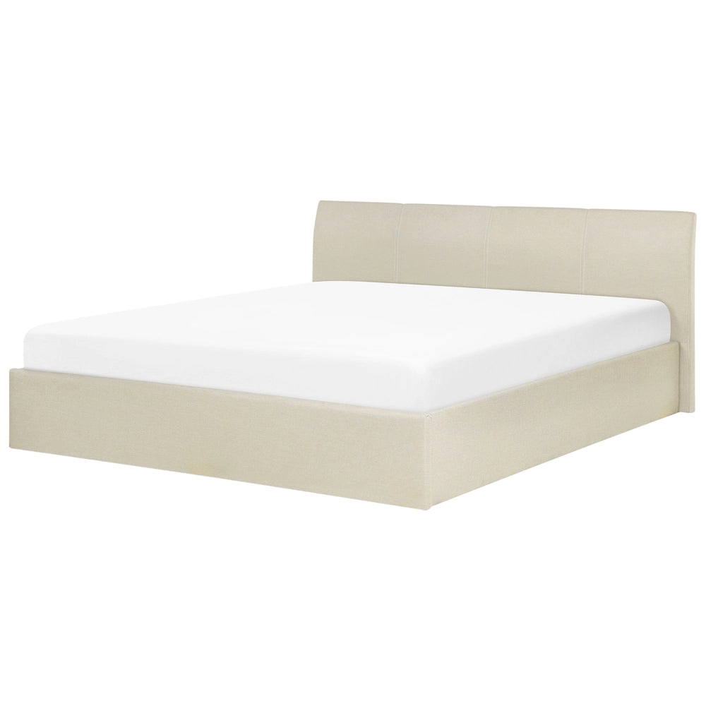 Struttura del letto Beige 180 x 200 cm con contenitore rialzato con testiera