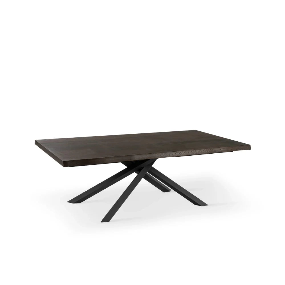 Tavolo da pranzo allungabile in legno impiallacciato rovere termocotto Blake 200-300x100 cm fino a 12 posti Made in Italy | Duzzle