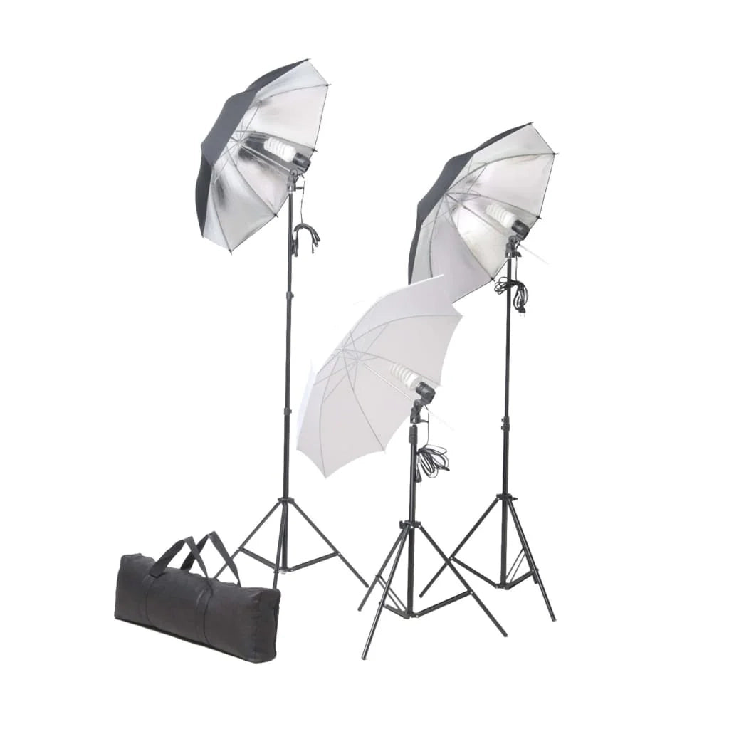 Kit professionale per studio fotografico con set di illuminazione e fondale bianco 02_0001448