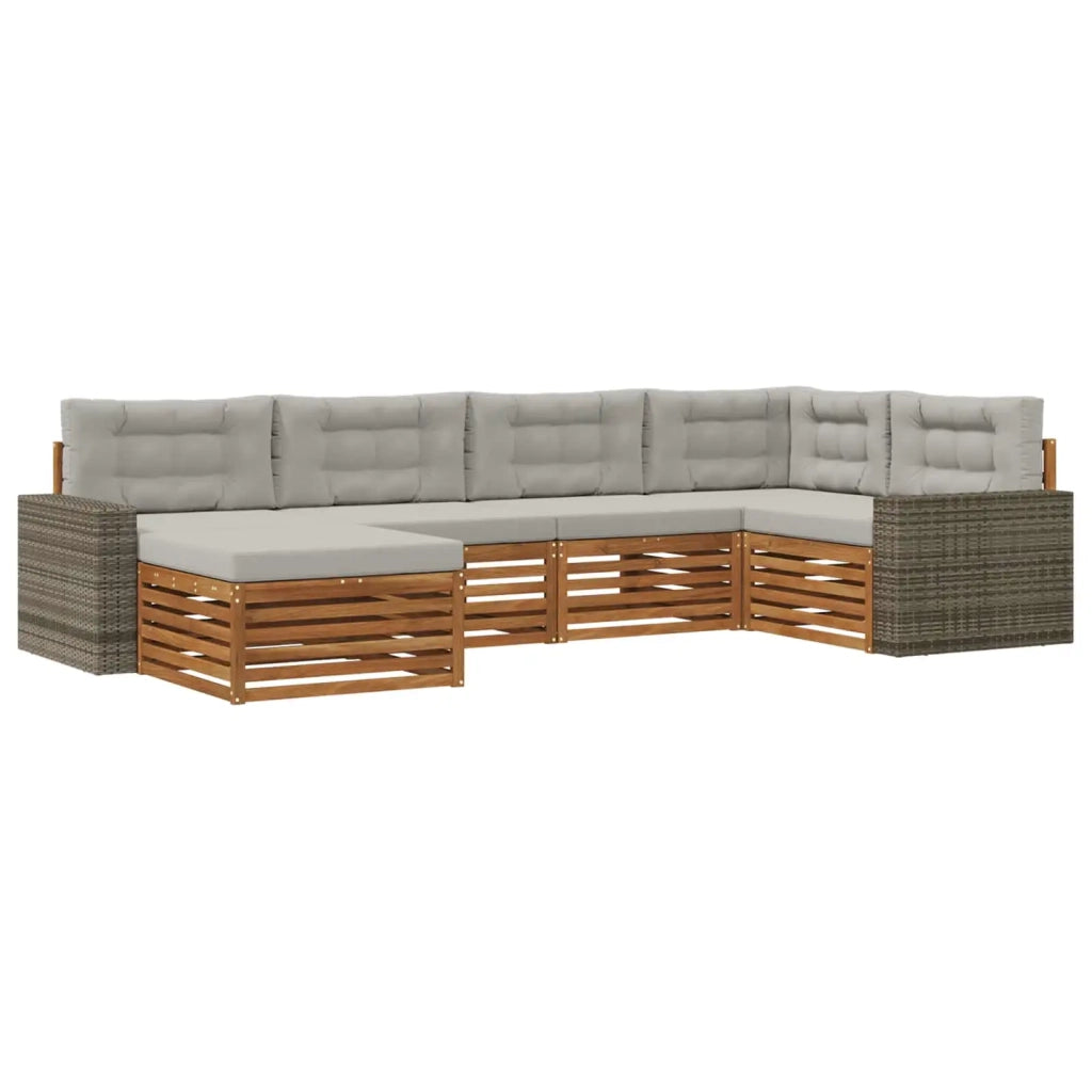 Set di divani da esterno 6 pz Naturale e Grigio Chiaro 3383579