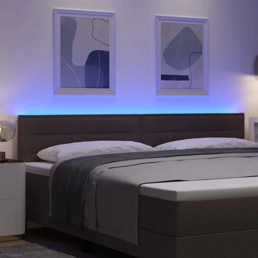 Testiera LED con strisce LED Marrone Scuro 200 cm Tessuto 3338009