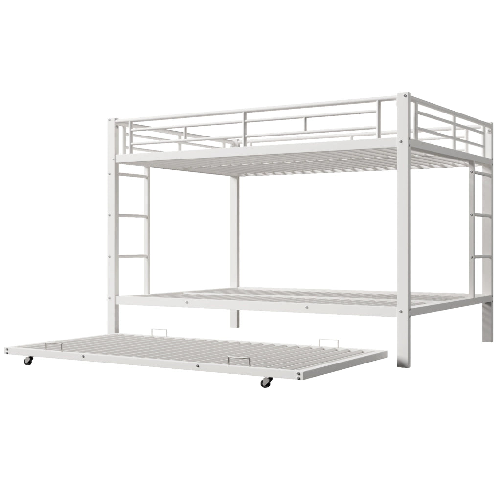 Letto a castello 140x200 cm in metallo con letto estraibile e sponde alte bianco