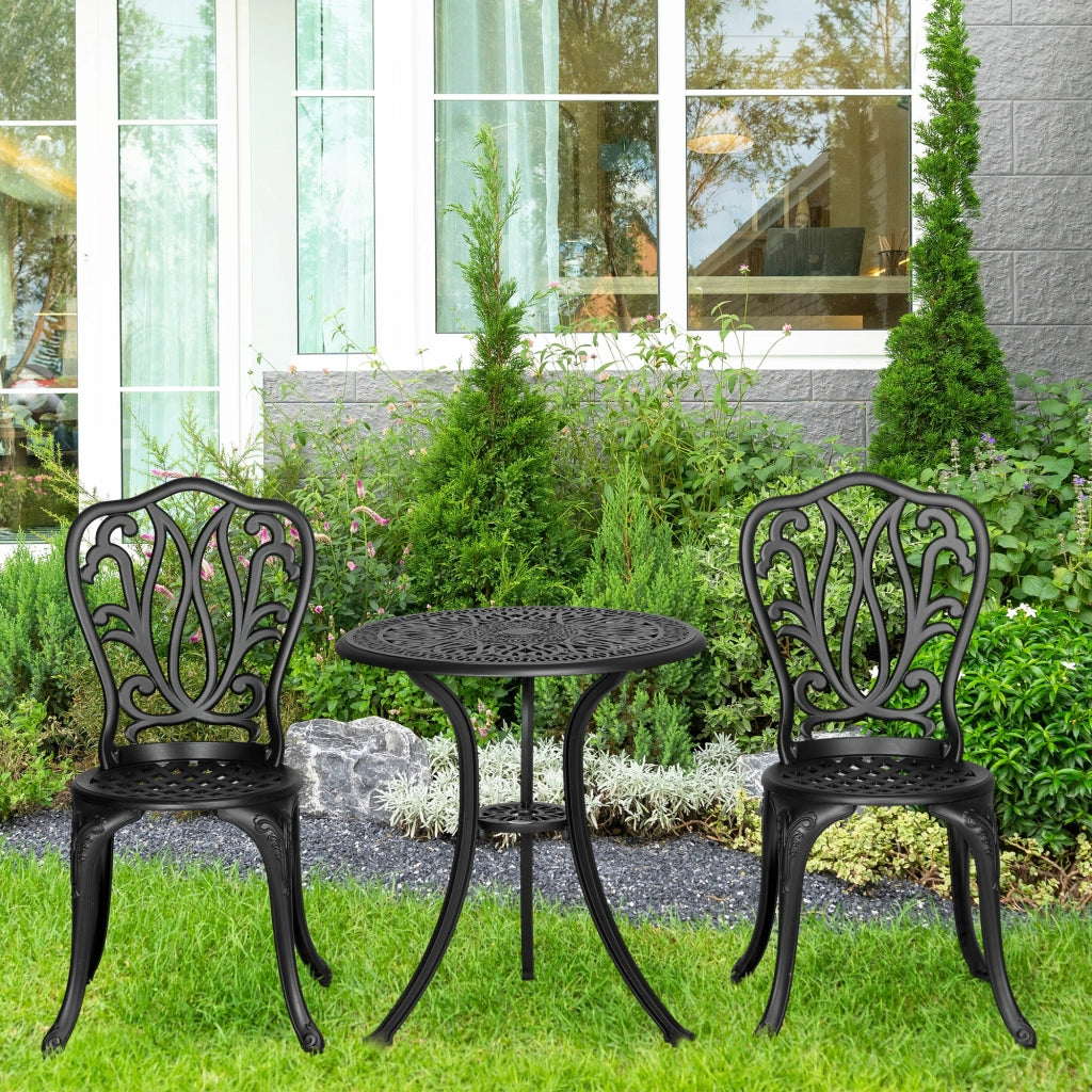 Set divano da giardino 2 posti con sedie e tavolino ¨C zephmum ¨C nero, polyrattan, metallo