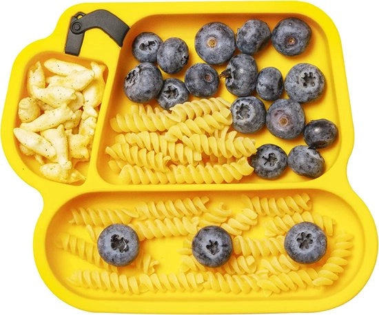 Tavolo da Pranzo per Bambini con Comparti in Silicone - Tavola per Bambini con Gomme a Vento e Cupi di Suction