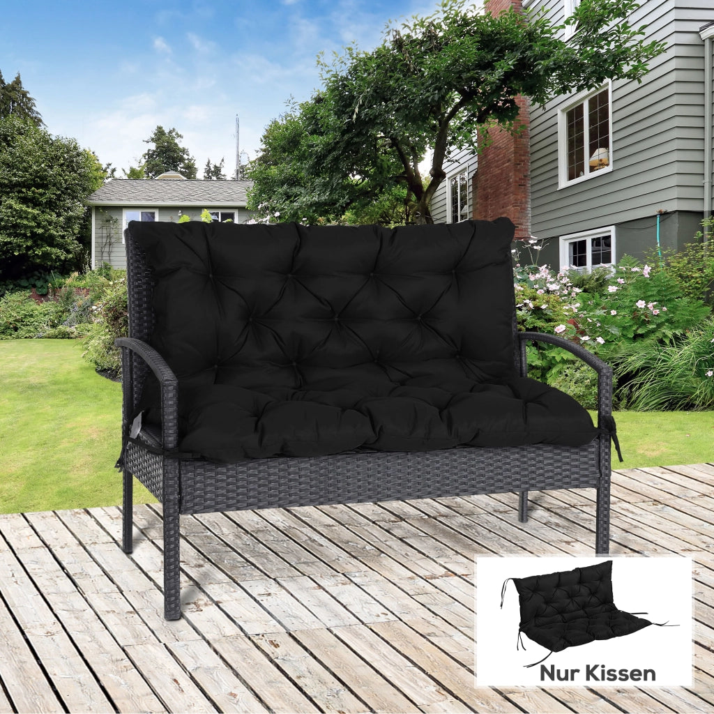 Cuscino per Panchina 3 Posti ¨C Zephmum ¨C Nero 100x98x8 cm