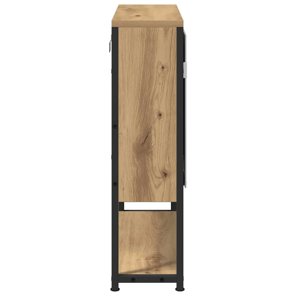 Mobiletto per specchio-Mensola con Specchio Rovere artigianale 60 x 16 x 60 cm