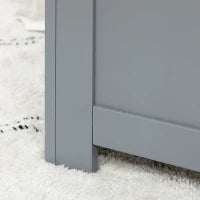Baule Portaoggetti con Cerniere di Sicurezza, Cassapanca in Legno, Baule Porta Giocattoli, Coperchio Ribaltabile, Grigio
