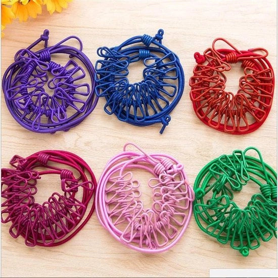 Set di Spille per Abbigliamento Elastiche Stringhe per Lavaggio con 12 Spille - Utile per Viaggi