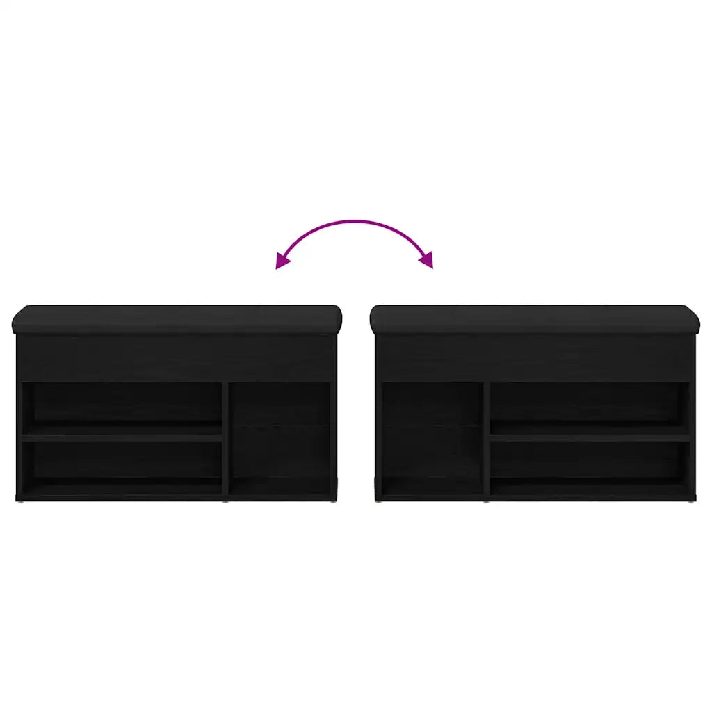 Panca per scarpe Nero 80 x 30 x 45 cm Legno multistrato 862989