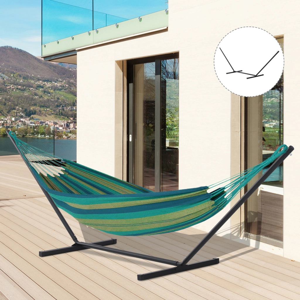 Supporto per Amaca 330-360 cm in Metallo con Bordi in Gomma, 360x92x112 cm, Nero