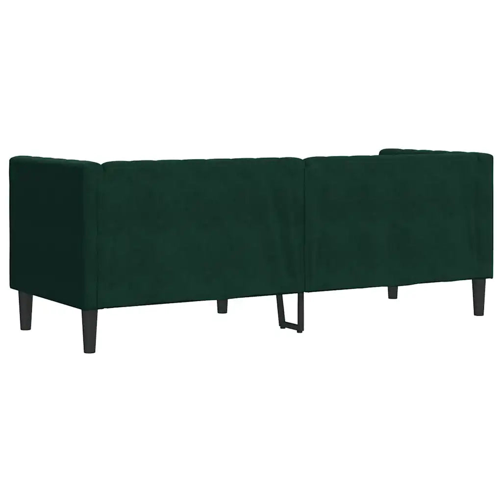 Divano Chesterfield con Rinforzi 3 Posti Verde Scuro in Velluto 372695