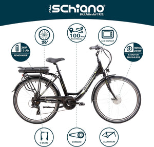 F.LLI SCHIANO E-MOON 26" bicicletta elettrica da cittÃ  per adulti, per uomo donna, con motore elettrico batteria sul 
