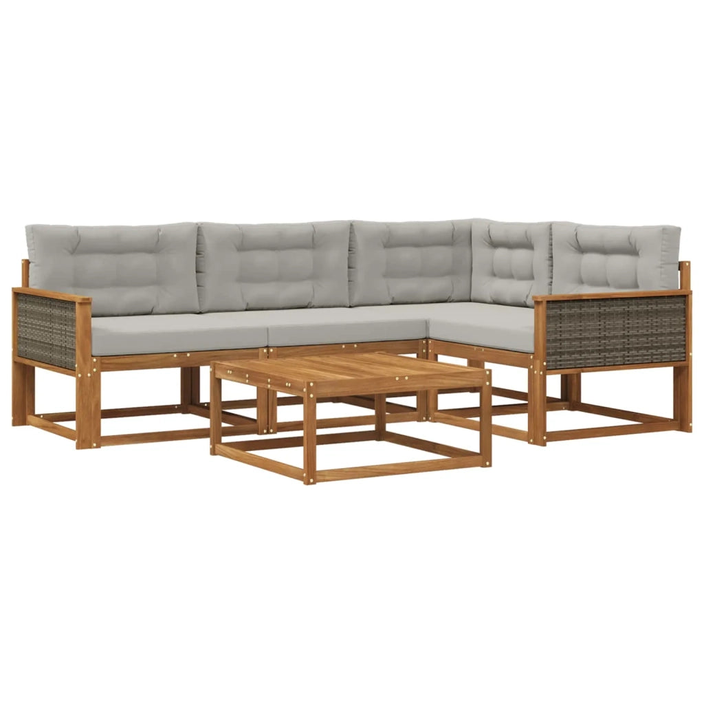 Set di divani da esterno 5 pcs Naturale e Grigio chiaro