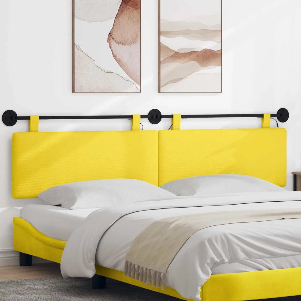 Testiera | Testata sospesa Con luce LED Giallo Chiaro Tessuto in Cords