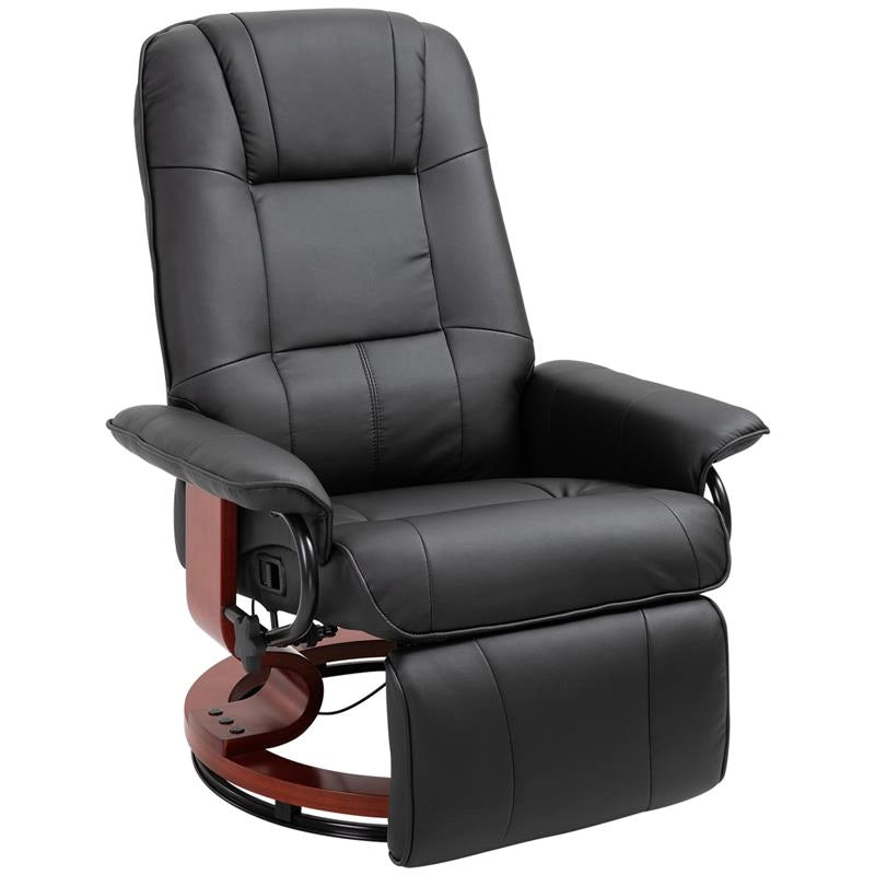 POLTRONA RELAX RECLINABILE MANUALMENTE FINO 145° CON POGGIAPIEDI E RIVESTIMENTO IN FINTA PELLE, NERO