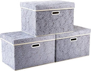 Cassetto opvolutibile grande con coperchio - organizzatore decorativo - 3 pezzi - grigio - 45x30x30cm