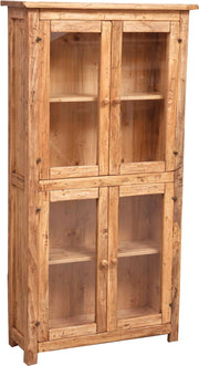 Biscottini Vetrina Country in legno massello di tiglio finitura naturale L68xPR25xH130 cm. Made in Italy