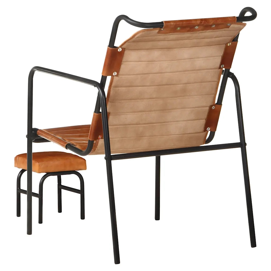 Poltrona Relax con Poggiapiedi Marrone in Vera Pelle 323728