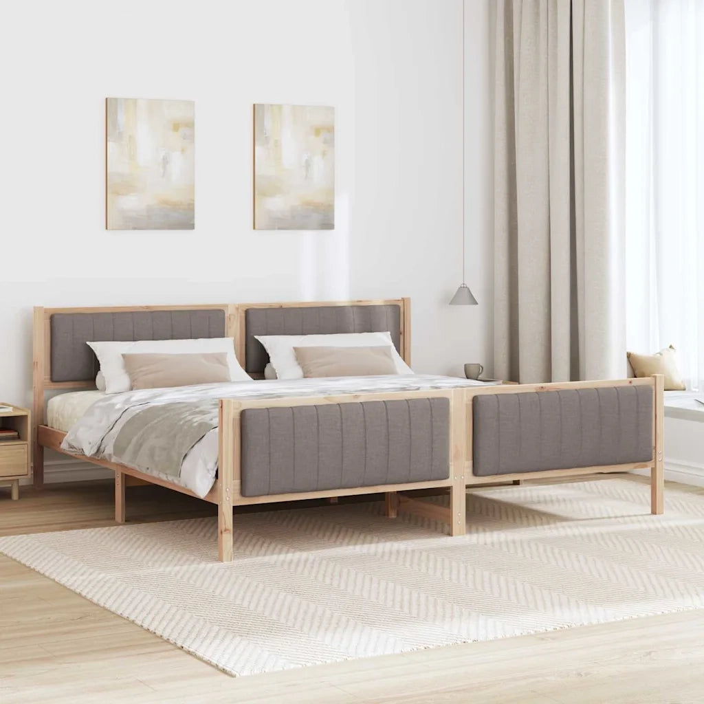 Struttura del Letto con testiera Marrone e taupe 200 x 200 cm 3394301