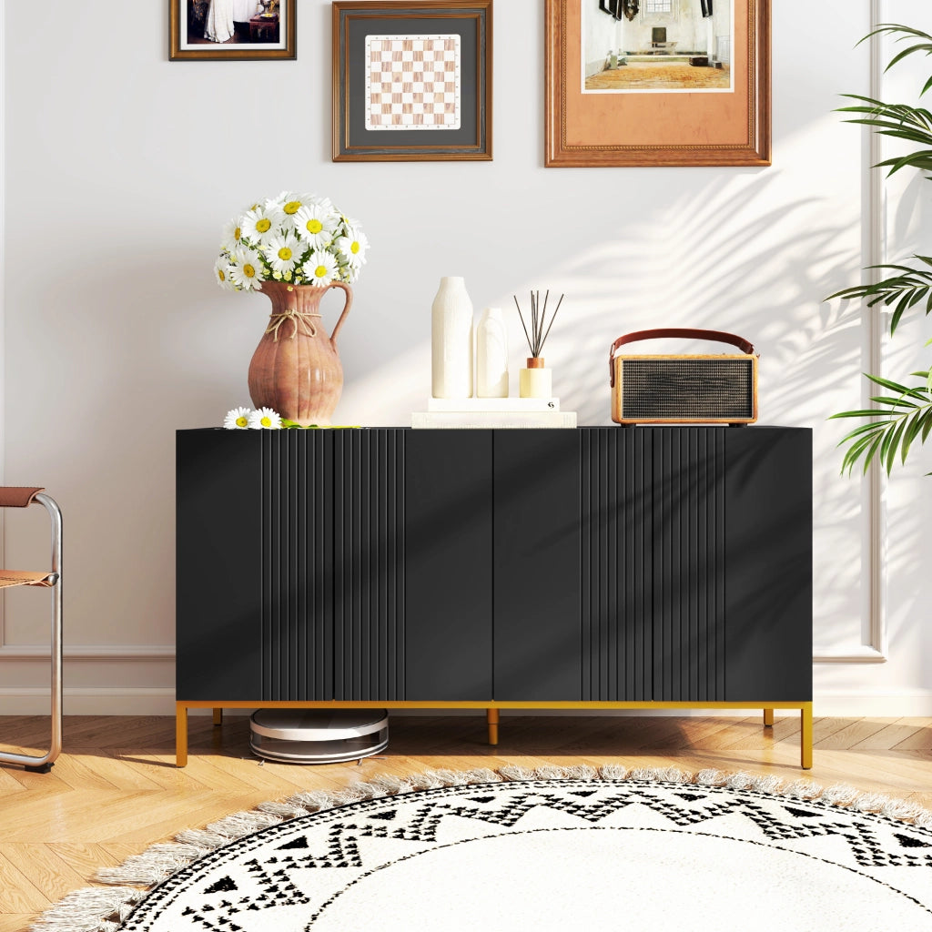 Credenza design moderno ¨C zephmum ¨C nero legno metallo dorato