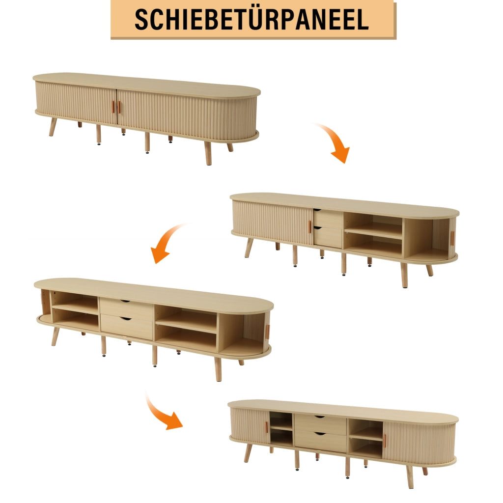 Set mobile TV e tavolino in MDF effetto noce chiaro