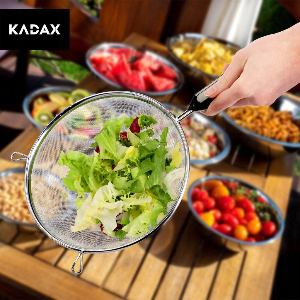Colino da cucina KADAX con manico in acciaio per setacciare la farina, denso, 20 cm
