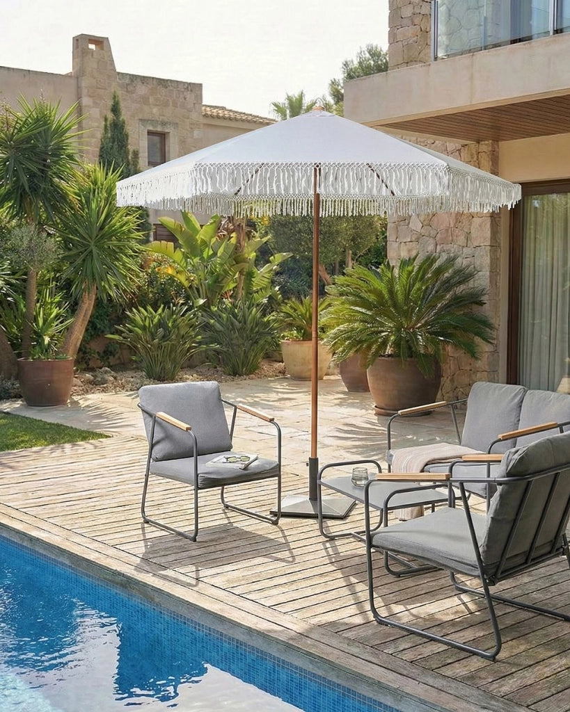 Ombrellone da giardino ⌀ 258 cm palo in alluminio bianco tessuto esterno Elegante e moderno