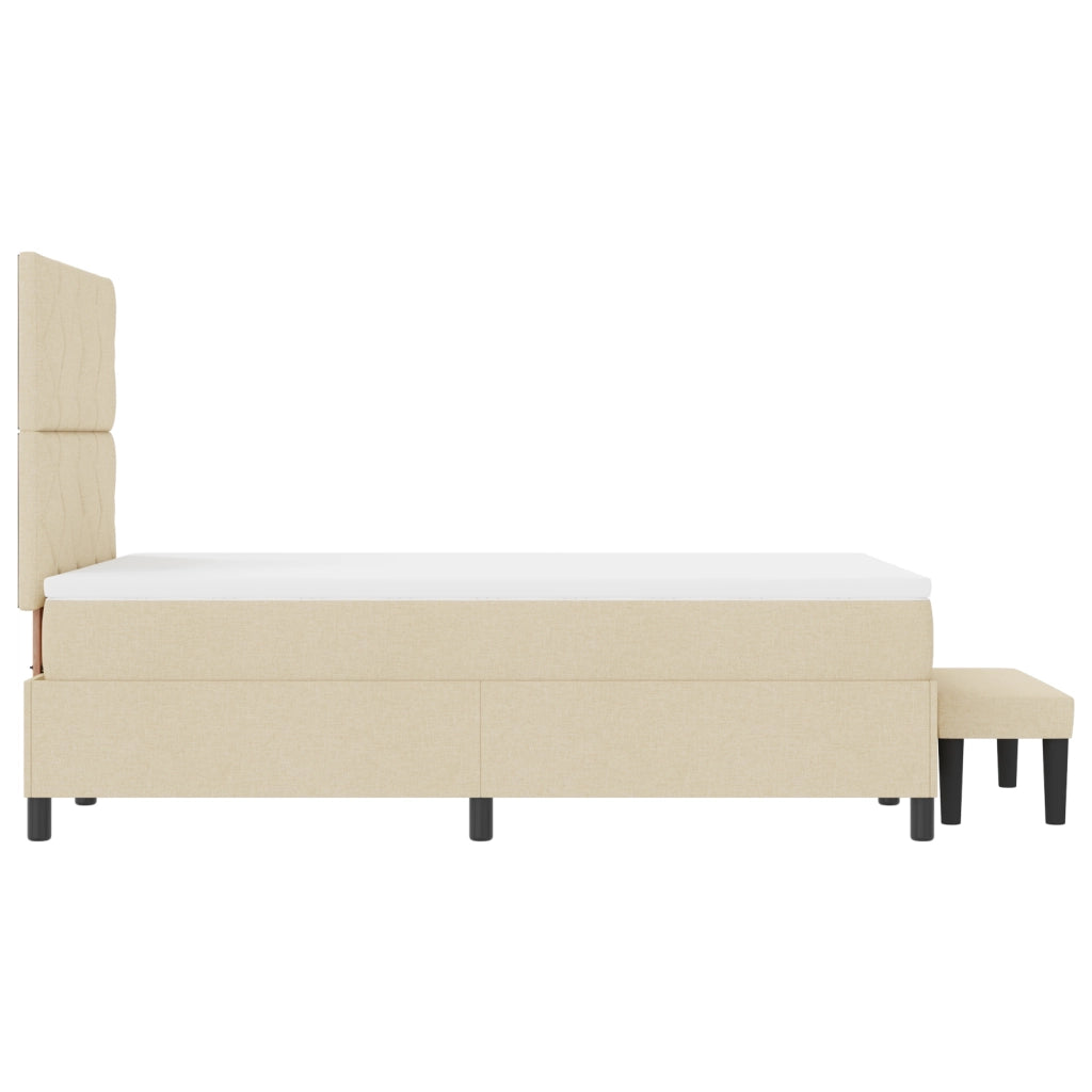 Letto a Box Spring con Materasso e Panchina Crema 120x200 cm Tessuto