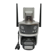 Telecamera di sorveglianza con 4 lenti, 3 obiettivi da 12 MP, 2 CPU dual control, P2P WIFI 2.4G, PTZ con sensore di movimento, allarme, visione notturna, rilevamento umano AI e applicazione iCSee