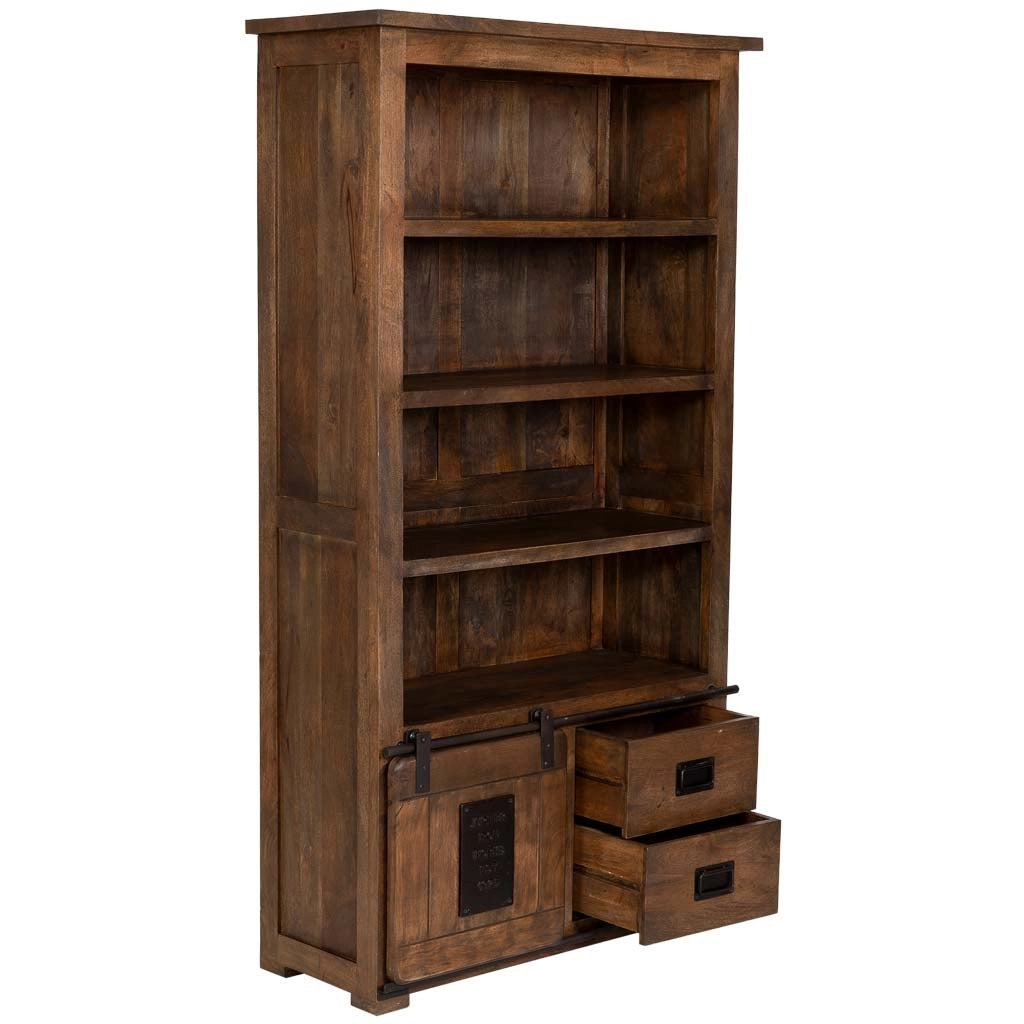 Libreria in legno artigianale marrone 100x40x185h cm