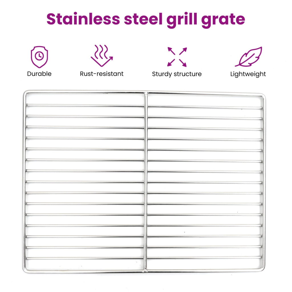 Griglia BBQ rettangolare 40x30 cm in acciaio inox 304