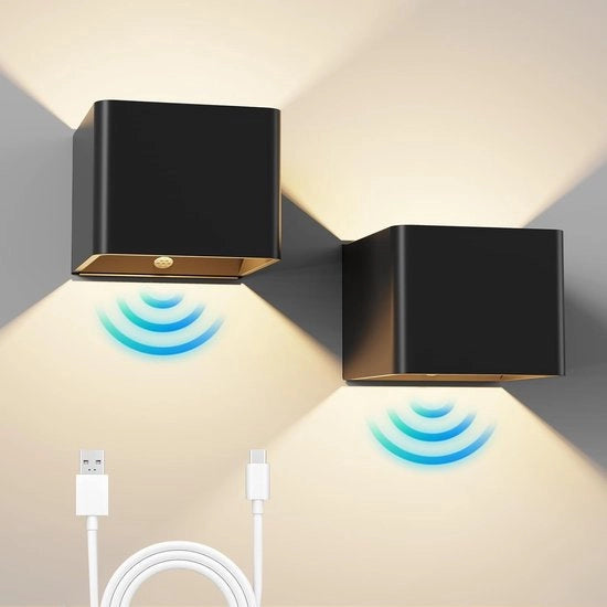 Lampada da Parete Caricabile - Lampada da Parete per Interni - Caricabile via USB - Lampada da Parete per Soggiorno - Camera da Letto - Senza Fili - Lampada da Parete su Batterie - Illuminazione Scale - Lampada da Parete Caricabile - Comando a Distanza -