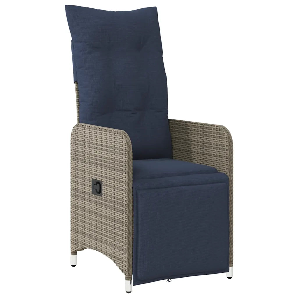 Sedia da Giardino | Sedie da Esterno reclinabile con cuscini grigia in polyrattan