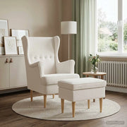 Poltrona con Ottomano 2 pz Crema Bouclé 3418834