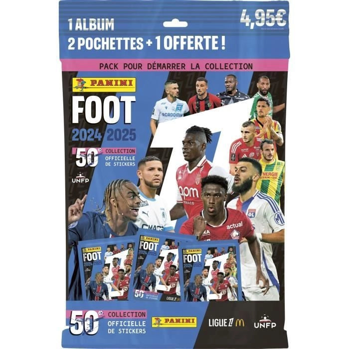 Starter Pack - PANINI - Calcio Ligue 1 2024-2025 - McDonald's - Album - 2 bustine - 1 omaggio