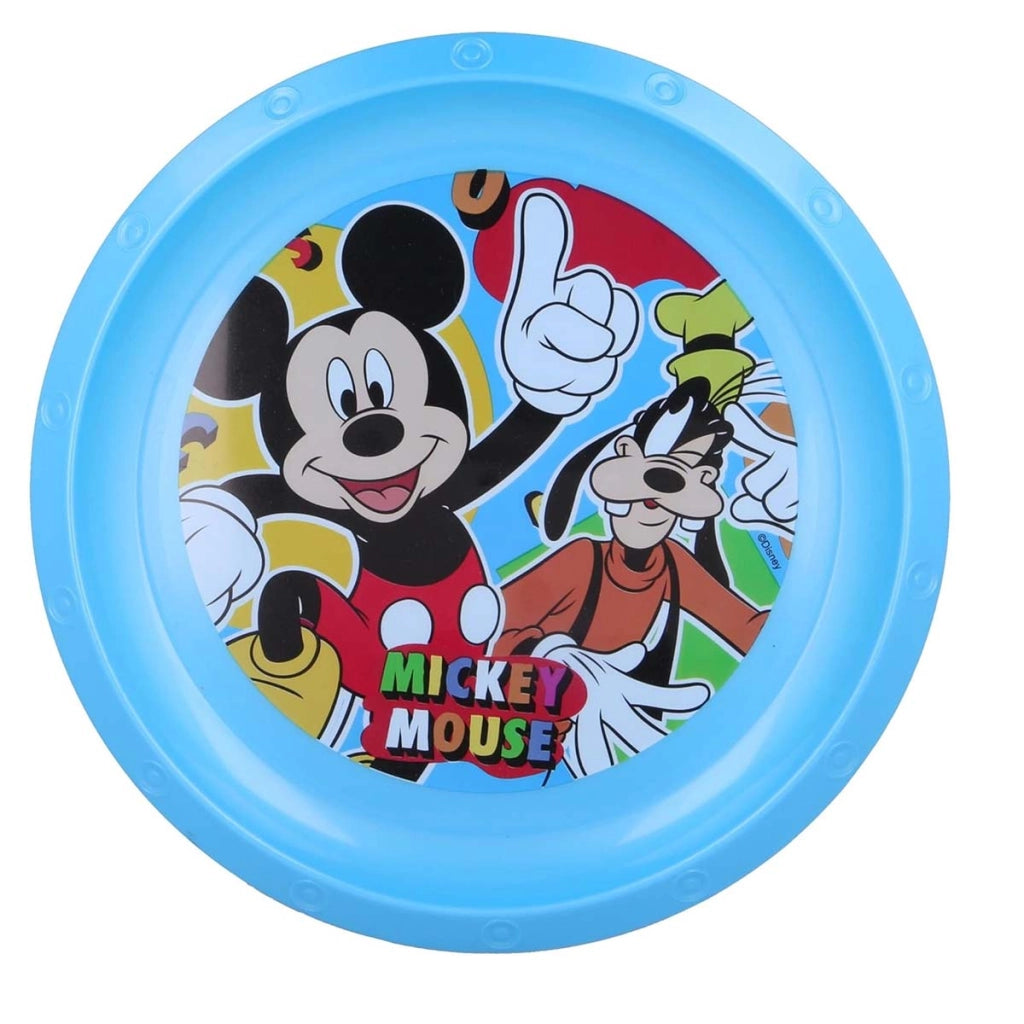 Piatto da dessert in plastica senza BPA con stampa di Mickey e Pippo Blu Mickey Mouse
