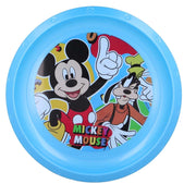 Piatto da dessert in plastica senza BPA con stampa di Mickey e Pippo Blu Mickey Mouse