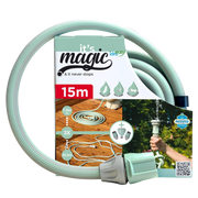 Idroeasy, Tubo Estensibile da Giardino 15 Metri con Doccetta 6 Funzioni e Raccordi, Tubo Giardino 1/2” Antitorsione e Antinodo,Estensibile Fino a 3 Volte la Sua Lunghezza Iniziale, Made In Italy
