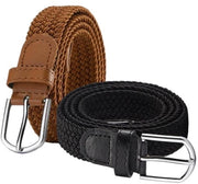 Pacchetto di 2 cinture in tessuto - cinture elastiche - cinture elastiche intrecciate - cinture elastiche intrecciate unisex - senza foro - cinture decorative in tessuto intrecciate - 107x2,5cm