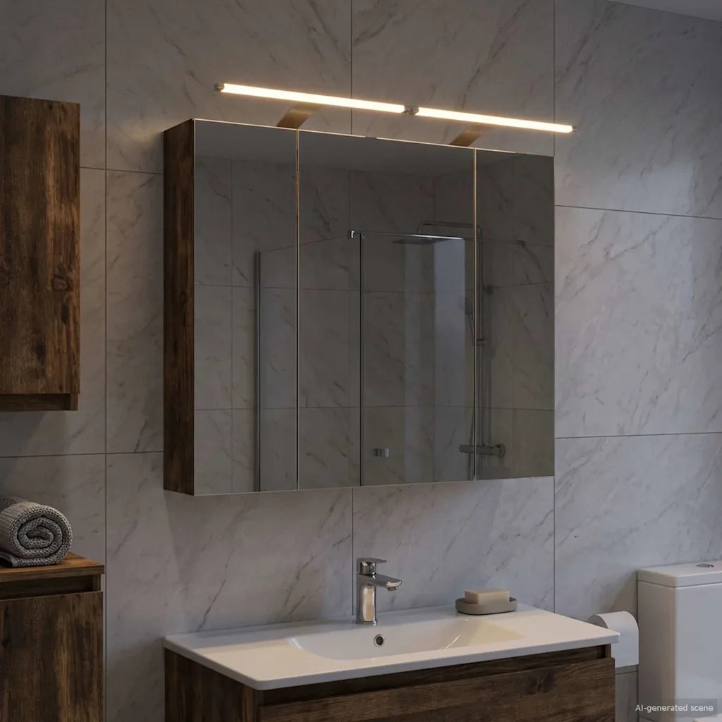 Mobiletto per specchio da bagno Rovere fumé 80 x 14.5 x 70 cm 889115