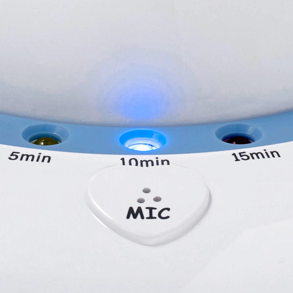 Luce notturna musicale per bambini modello BC-125GS con ninne nanne e rilevamento sonoro Bianco / Blu Alecto