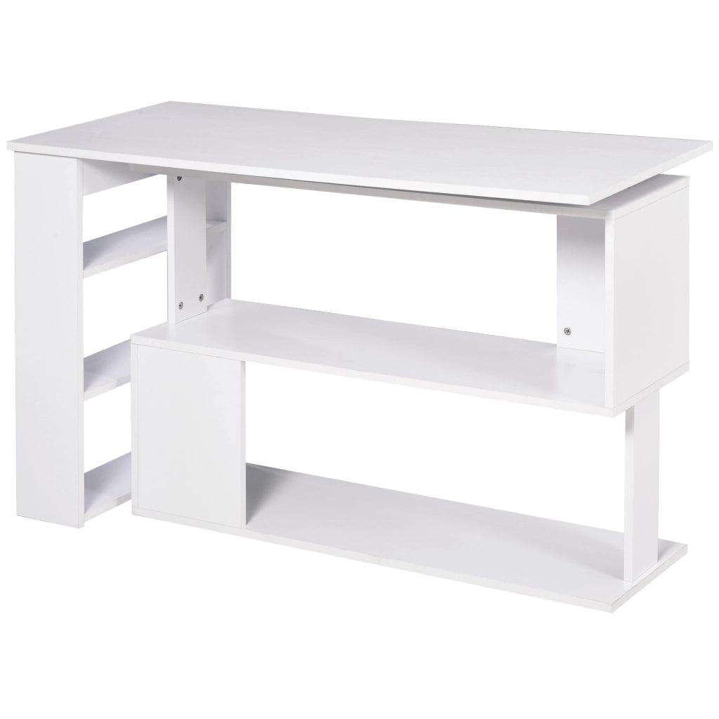 Scrivania ad Angolo con 5 Ripiani, 120 x 100 x 74.5cm, Bianca