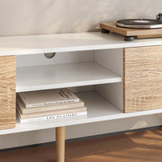 Mobile Porta TV Eskilstuna a 2 Ante e Ripiani 120 x 30 x 47 cm - Bianco/Effetto Rovere [en.casa]