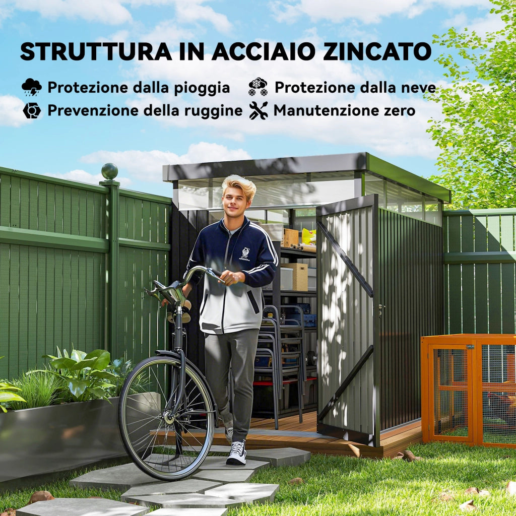 Capanno Giardino ¨C zephmum ¨C Acciaio Grigio Scuro 162x259x201 cm