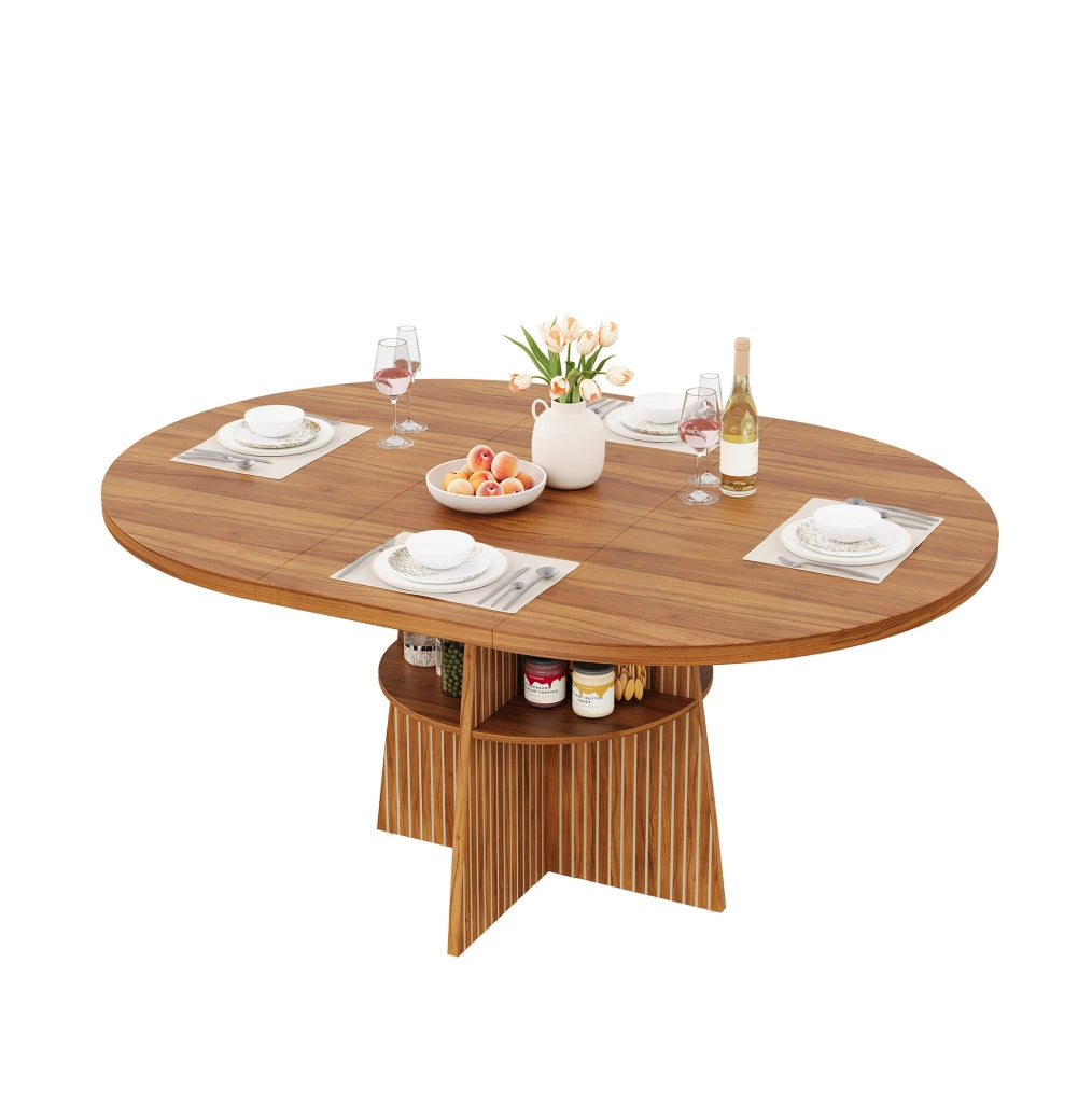 Tavolo da pranzo rotondo allungabile 110-150x110x77,5 cm in MDF noce –